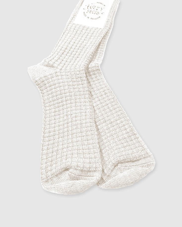 Howlin Fuzzy Waffle Socks - Ecru