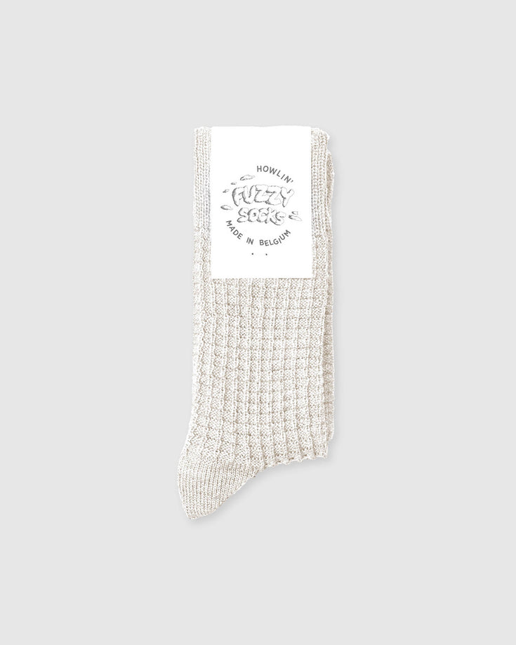 howlin Fuzzy Waffle Socks - Ecru