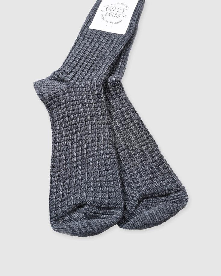 Howlin Fuzzy Waffle Socks - Grey