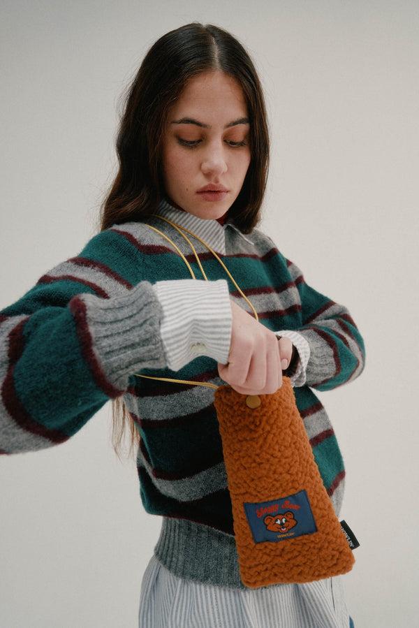 Howlin Shaggy Bear Pouch - Recycled Shearling Cognac