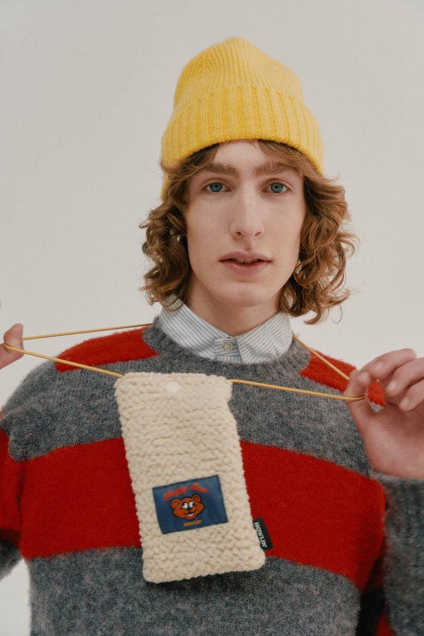 Howlin Shaggy Bear Pouch - Recycled Shearling Ecru