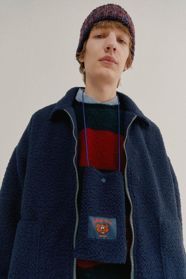 Howlin Shaggy Bear Pouch - Recycled Shearling Navy