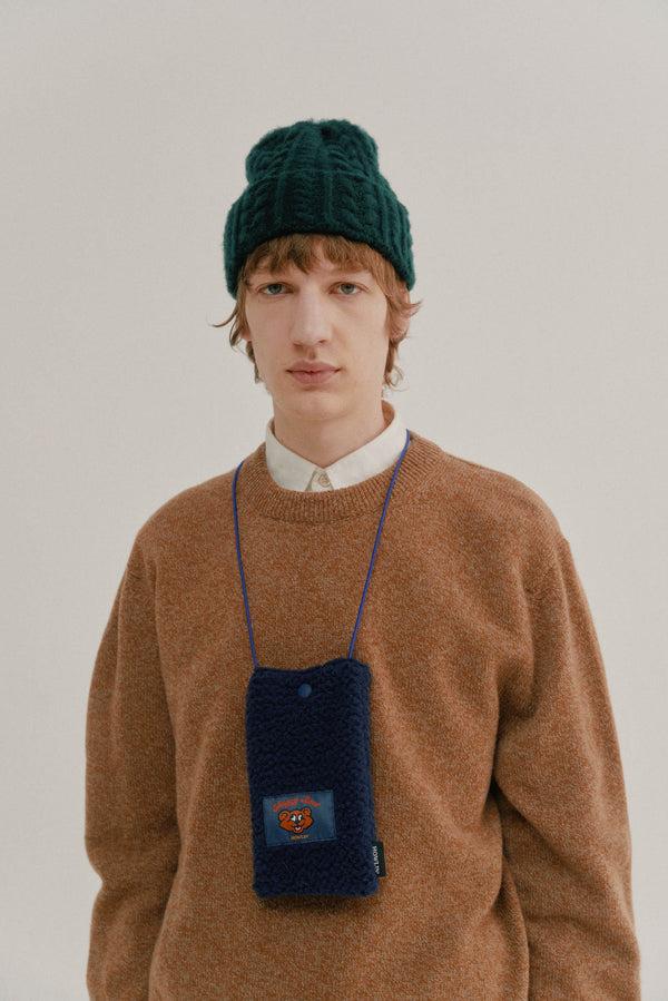 Howlin Shaggy Bear Pouch - Recycled Shearling Navy