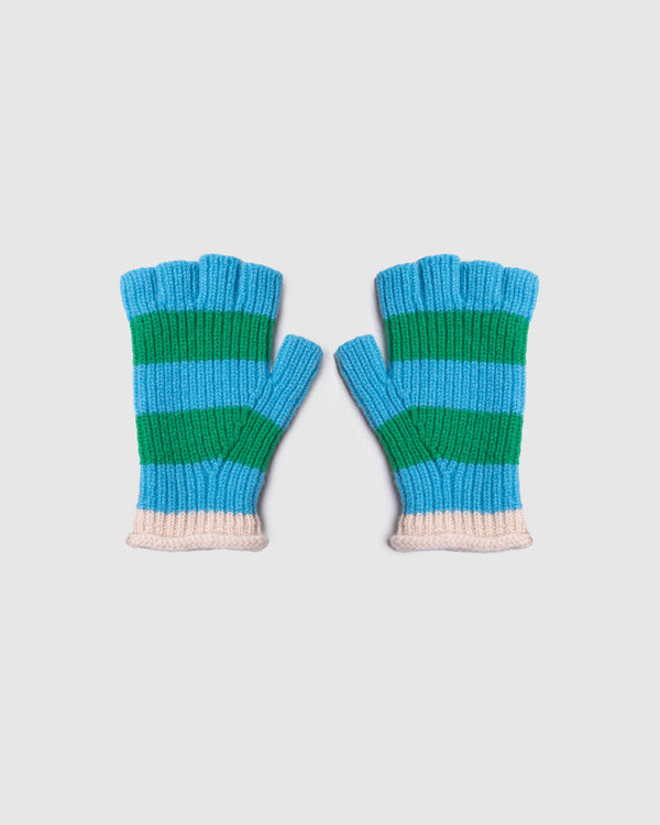 howlin Striped No Fingers Ribbed Gloves - Aquamarine