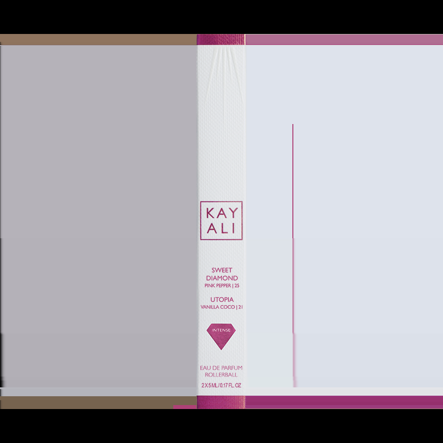 huda beauty Sweet Diamond Pink Pepper | 25 & Utopia Vanilla Coco | 21 EDP Rollerball