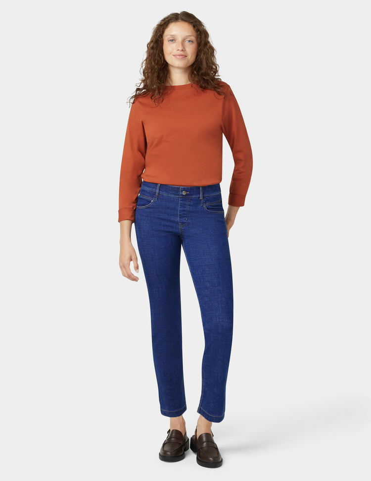 hue Crosshatch Denim Straight Leg Pant
