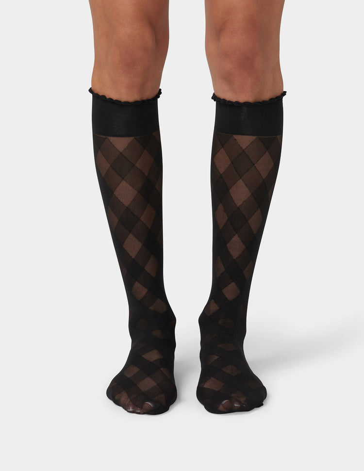 Hue Diagonal Gingham Knee High