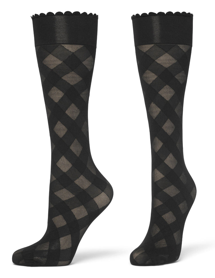 Hue Diagonal Gingham Knee High