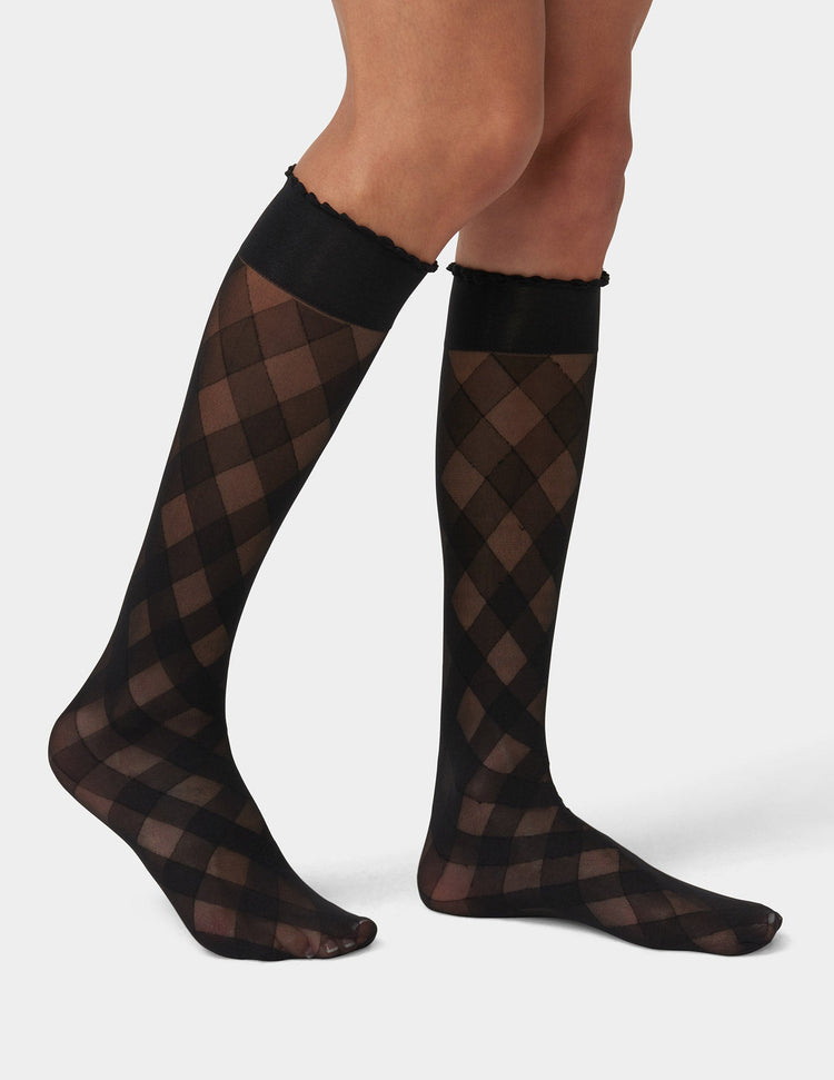 hue Diagonal Gingham Knee High