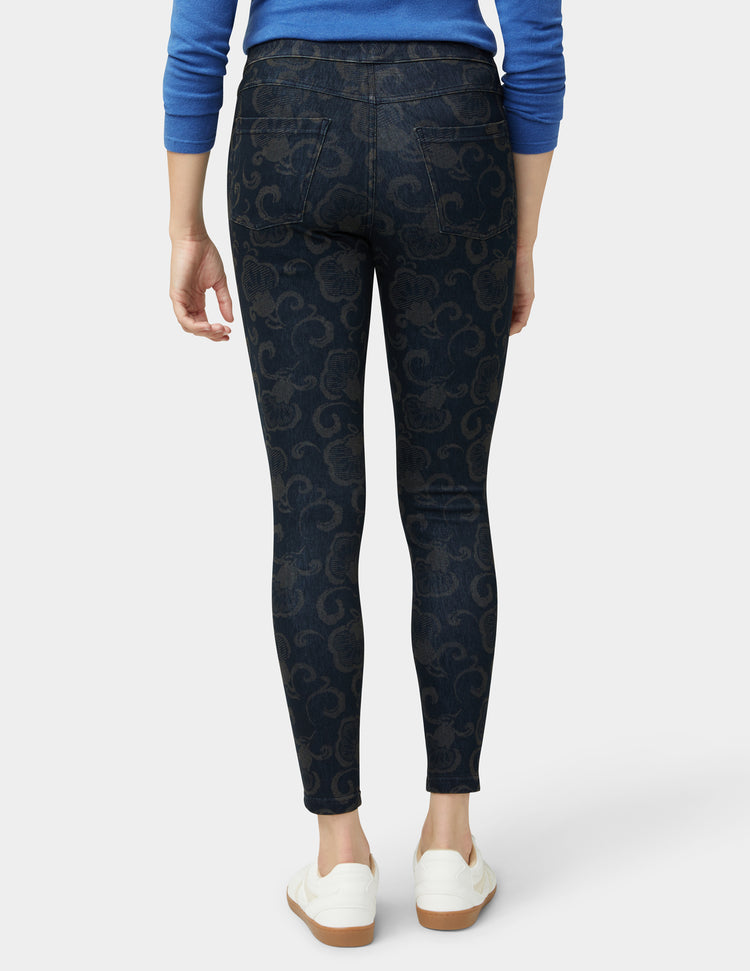 Hue Etched Floral Denim Legging