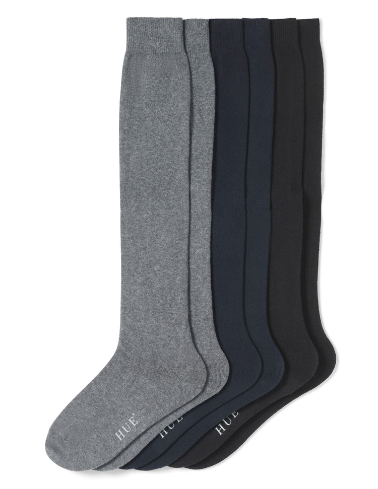 hue Flat Knit Knee Sock 3 Pair Pack
