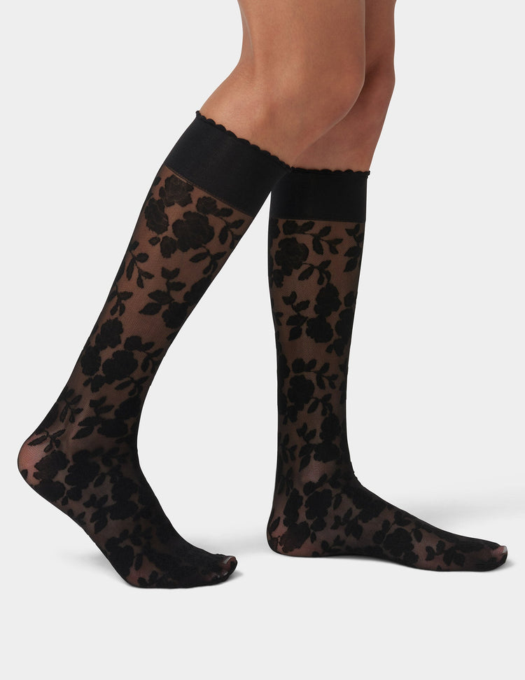 hue Floral Lace Knee High