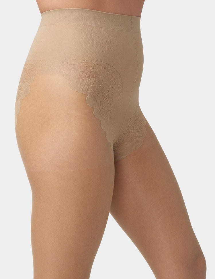 Hue French Lace Control Top Pantyhose