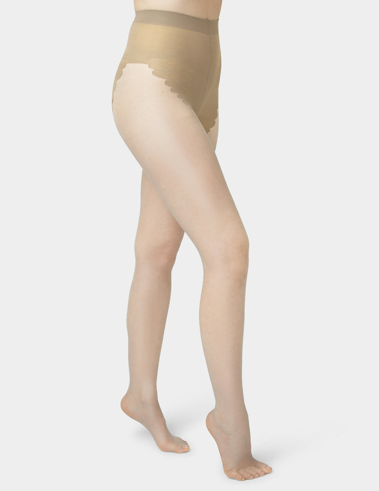 hue French Lace Control Top Pantyhose