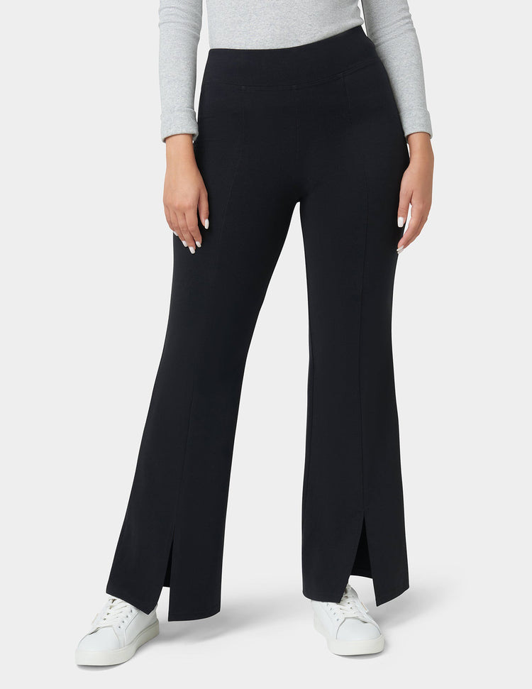 Hue Front Slit Cotton Yoga Pants