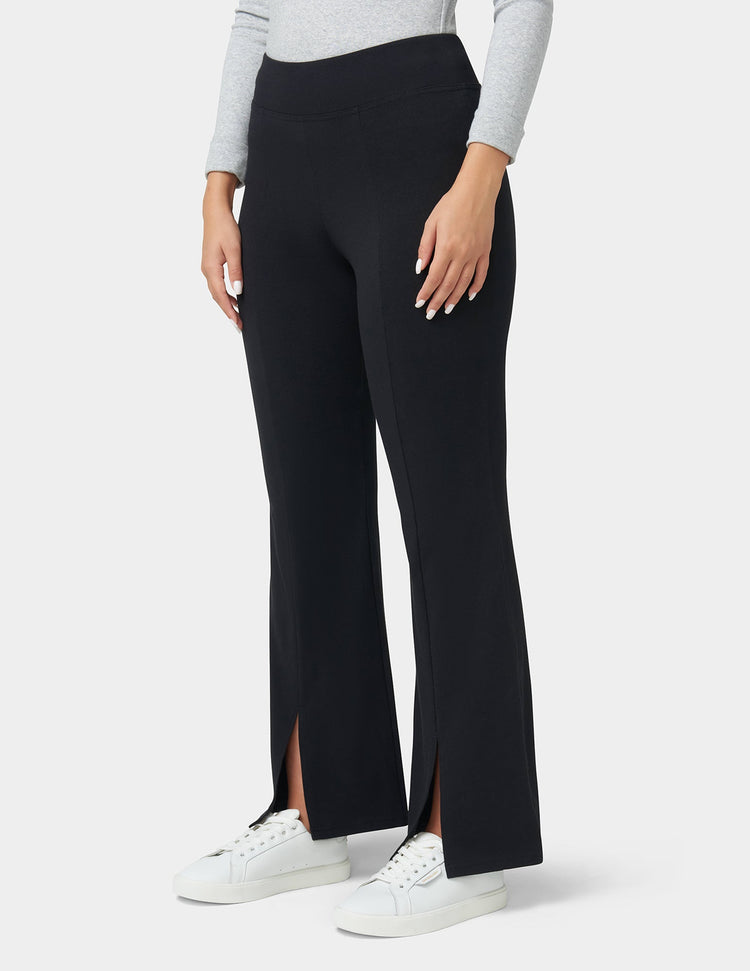 Hue Front Slit Cotton Yoga Pants
