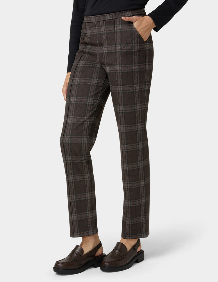 Hue Plaid Natural Rise Pull-On Trouser