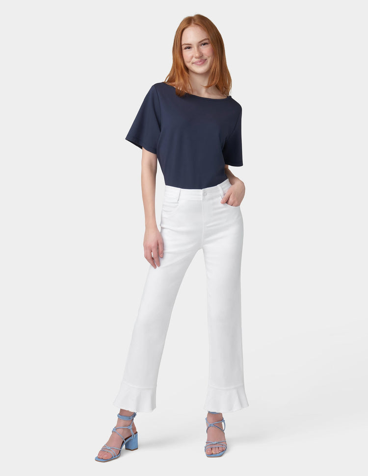 hue Ruffle Hem Denim Skimmer