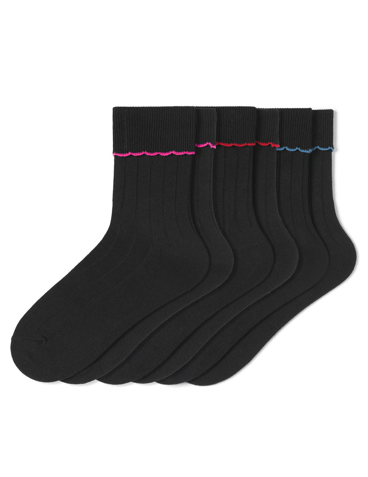 hue Scalloped Turncuff Sock 3 Pair Pack