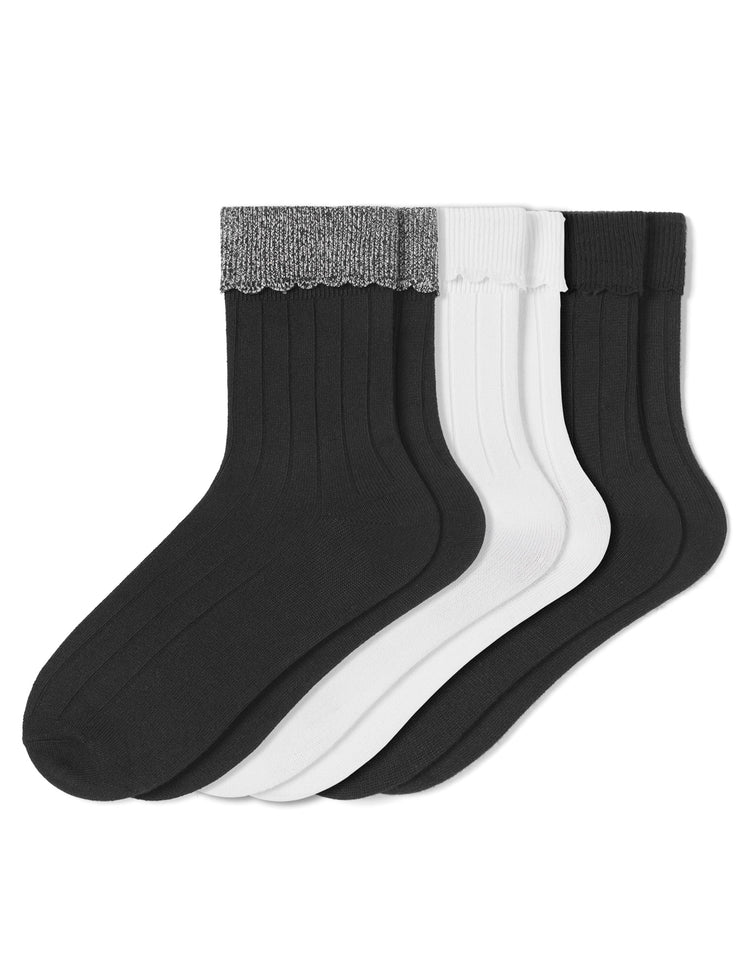 hue Scalloped Turncuff Sock 3 Pair Pack