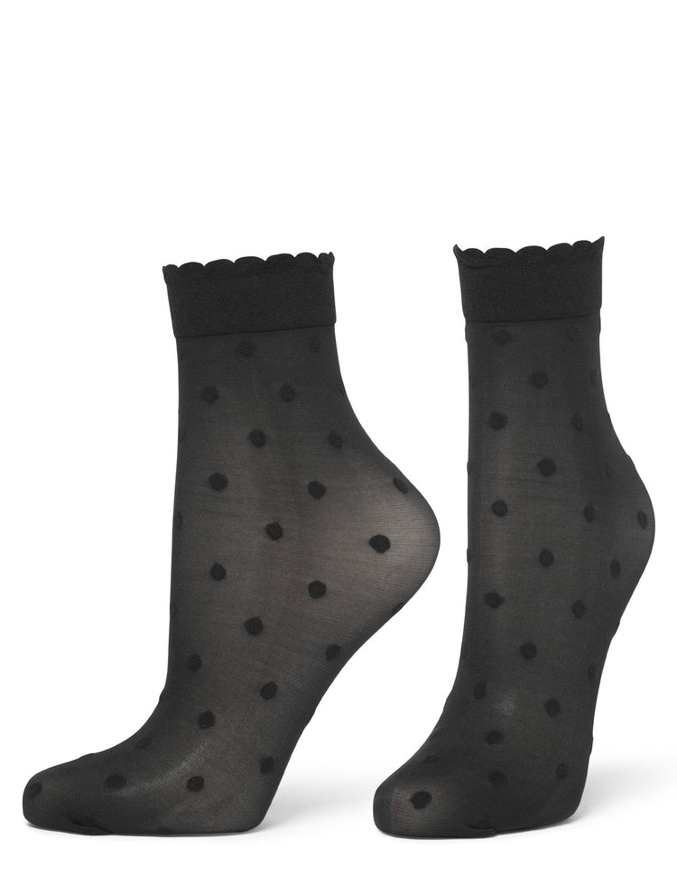 hue Sheer Dot Anklet with Scallop Top