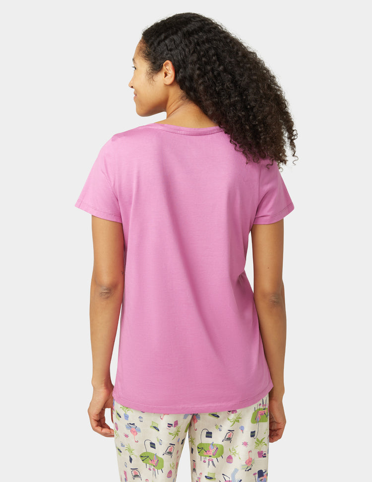 Hue Solid Short Sleeve V-Neck PJ Tee