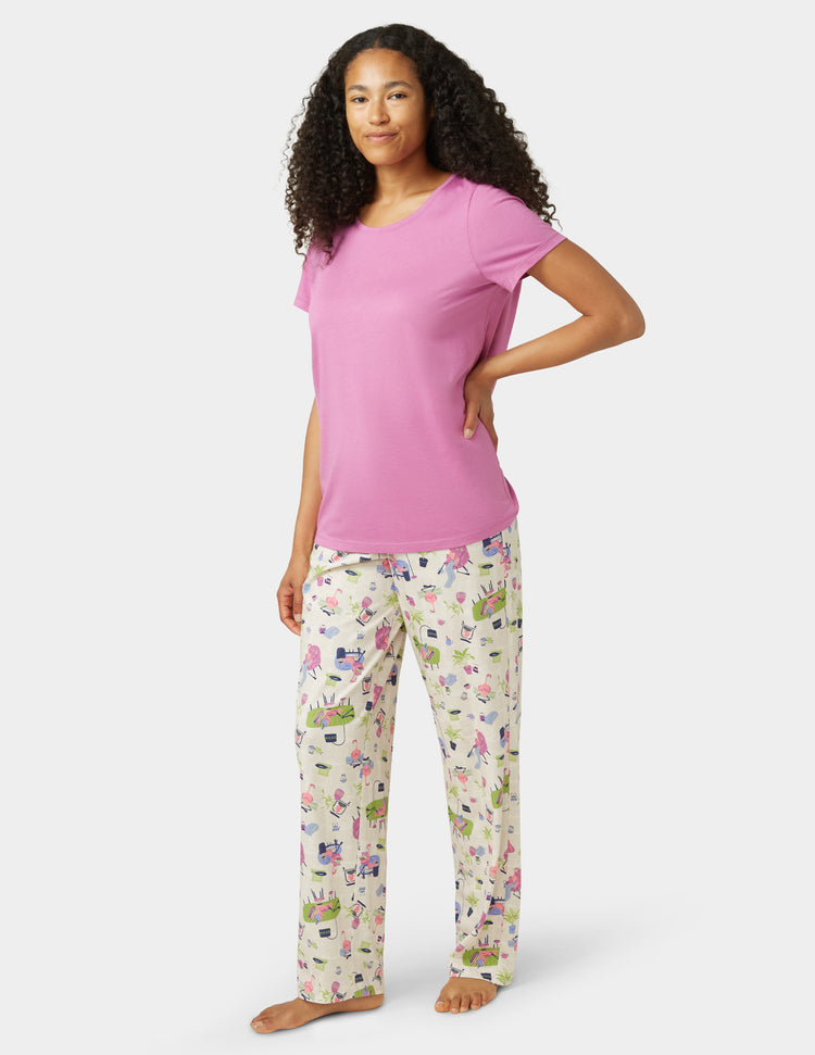 Hue Solid Short Sleeve V-Neck PJ Tee