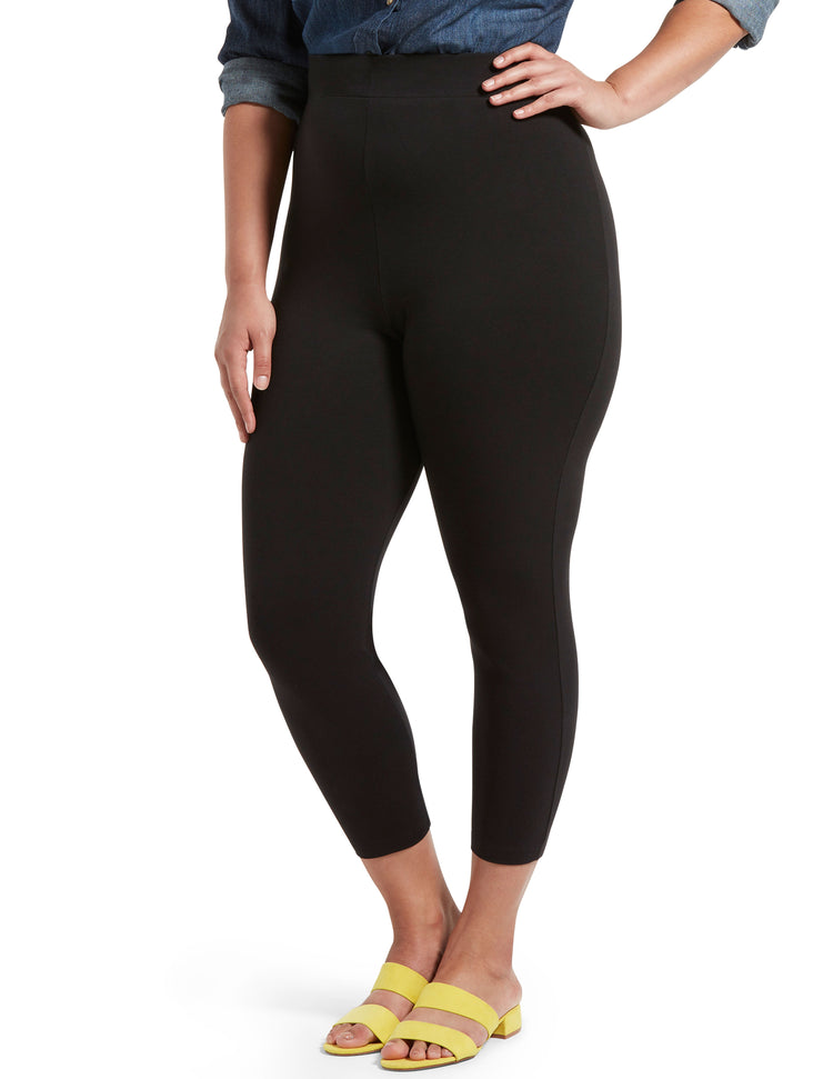 Hue Wide Waistband Blackout Cotton Capri