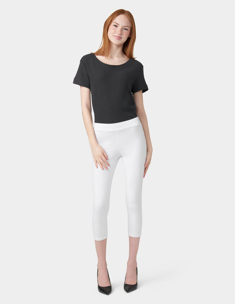 hue Wide Waistband Blackout Cotton Capri