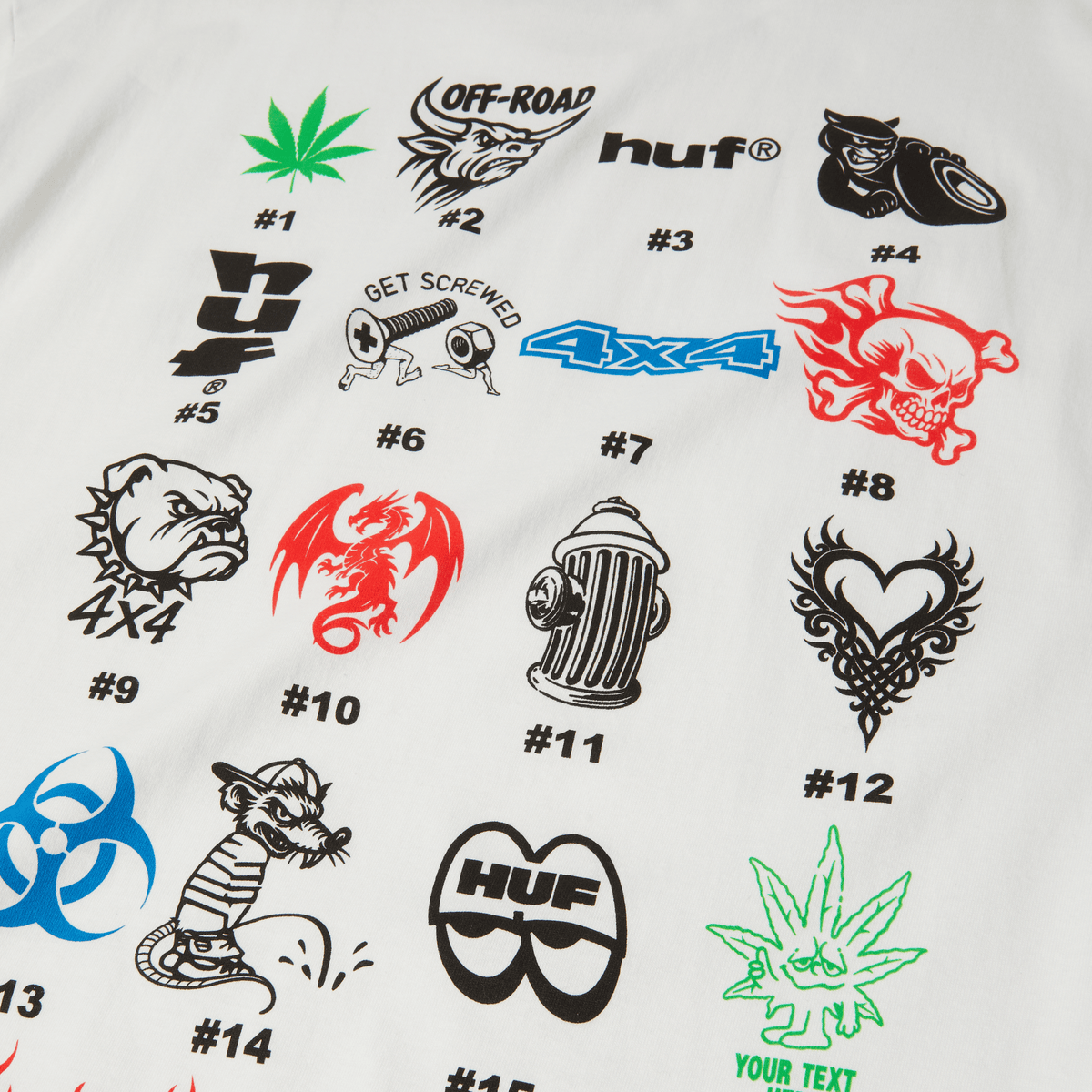 Huf Sticker Printing T-Shirt