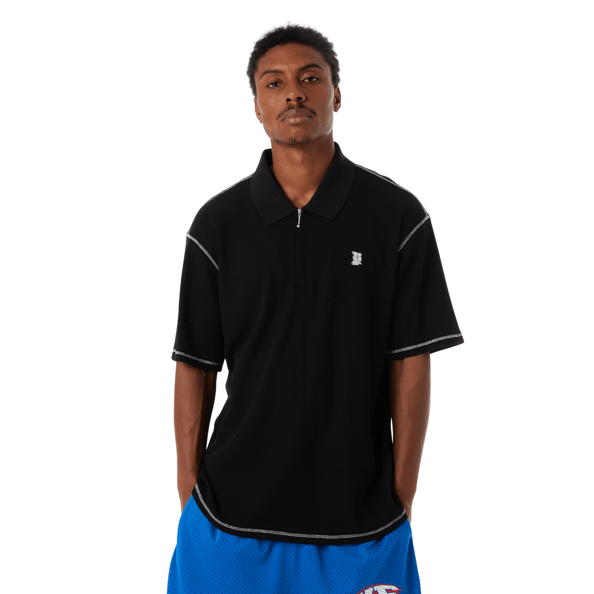 Huf Waffle Knit Contrast Polo Top