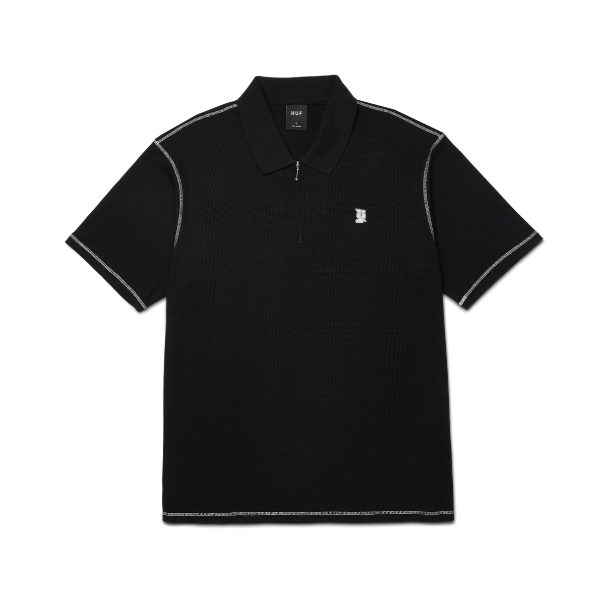huf Waffle Knit Contrast Polo Top