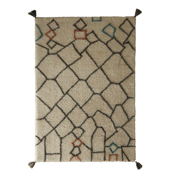 hug rug Berber Knotted Chain Rug Ivory/Multi