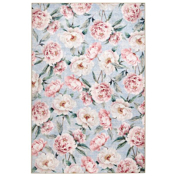 hug rug Blooming Peonies Blue Eco-Washable Rug