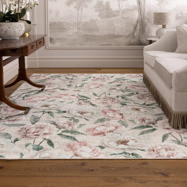Hug Rug Blooming Peonies Pink Eco-Washable Rug