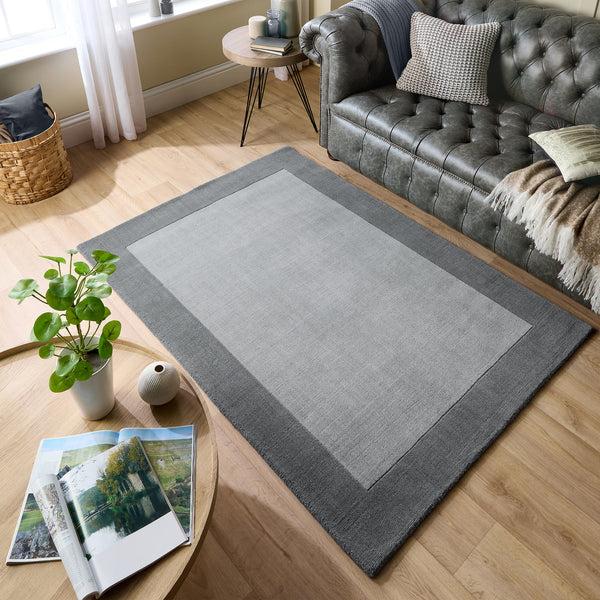 Hug Rug Borders Wool Rug Grey