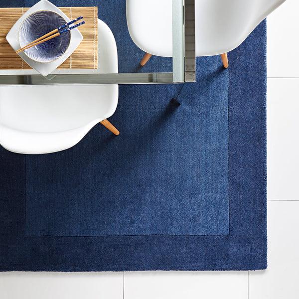 Hug Rug Borders Wool Rug Navy