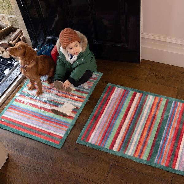 Hug Rug Bright Green Stripe Washable Doormat