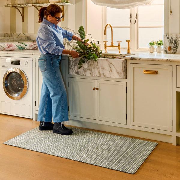 Hug Rug Candy Green Stripe Washable Doormat