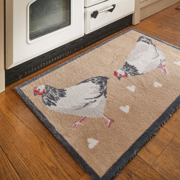 Hug Rug Chicken 1 Beige Washable Doormat