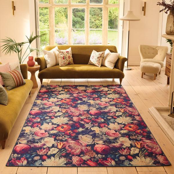 Hug Rug Dark Florals Eco-Washable Rug