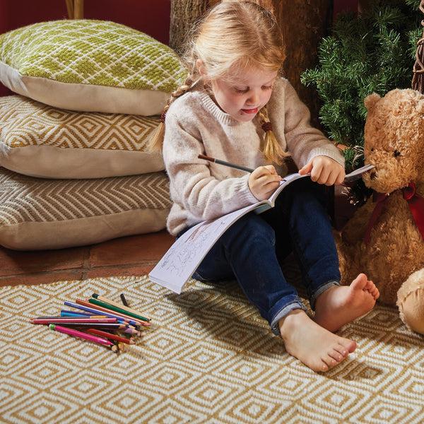 Hug Rug Diamond Washable Rug Gold