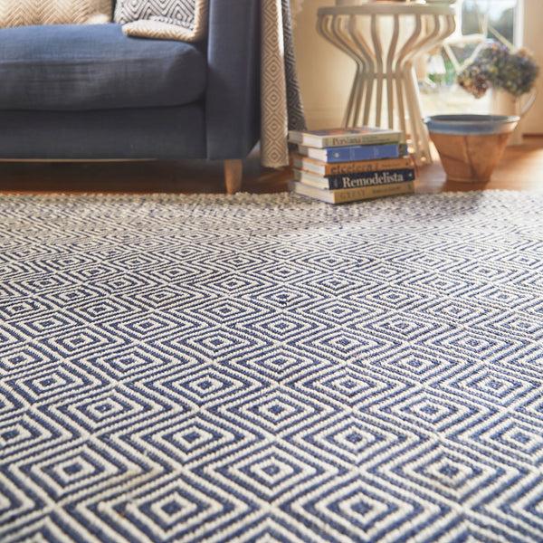 Hug Rug Diamond Washable Rug Navy