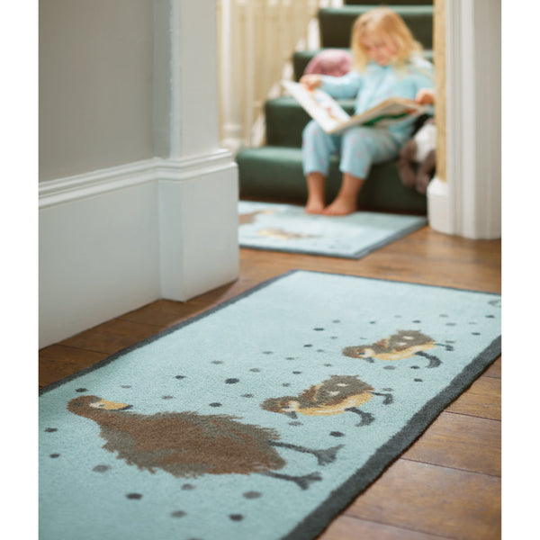 Hug Rug Ducks 1 Blue Washable Doormat