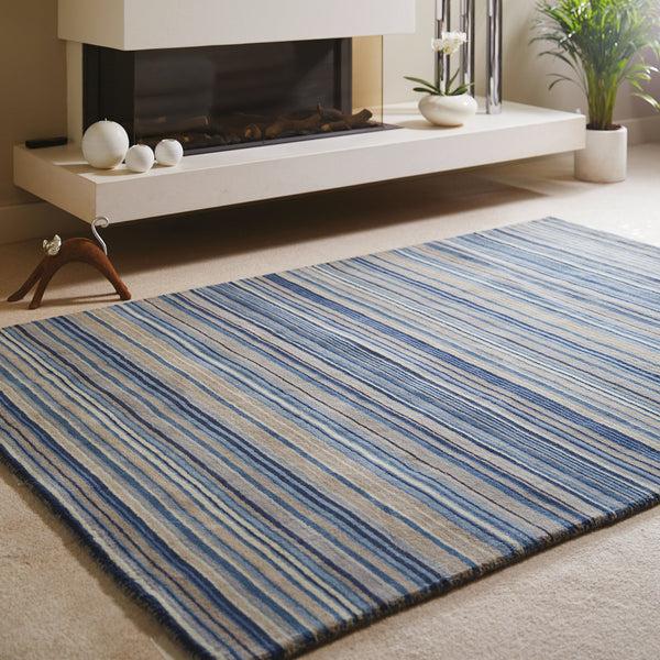 Hug Rug Fine Stripes Rug Blue/Beige