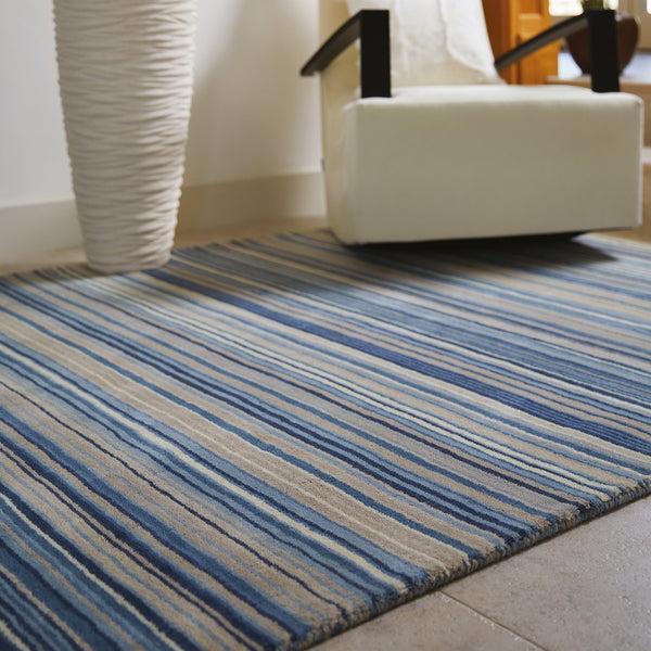 Hug Rug Fine Stripes Rug Blue/Beige