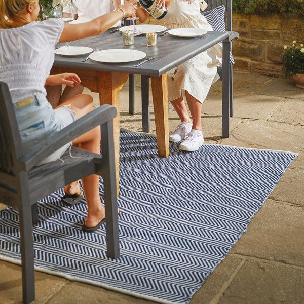 Hug Rug Herringbone Washable Rug Navy