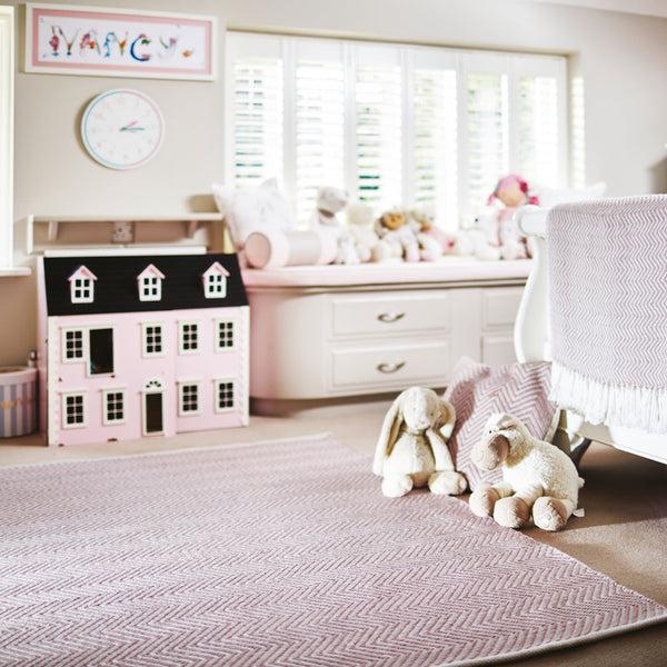 Hug Rug Herringbone Washable Rug Rose