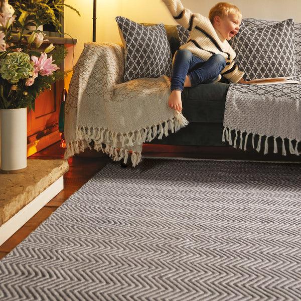Hug Rug Herringbone Washable Rug Warm Grey
