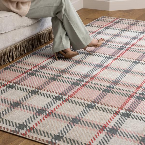 Hug Rug Isla Plaid Pink Eco-Washable Rug
